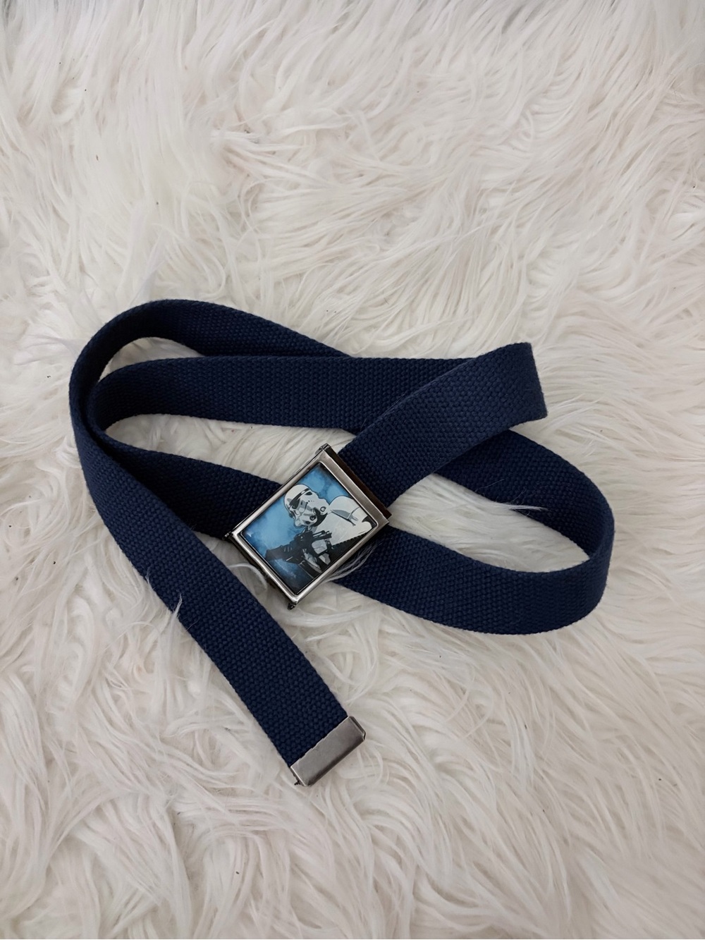 Unisex Navy Blue clasp buckle belt with Stormtrooper design